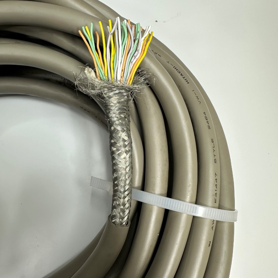 Cáp 12M 40ft Shielded Cable HITACHI 40 Core x 0.2mm² 24AWG 80°C 300V Multi Pair OD 12.5mm Grey Cable E41447 STYLE 2464 VW-1 For Signals Servo Motor Encoder, Industrial I/O Communication