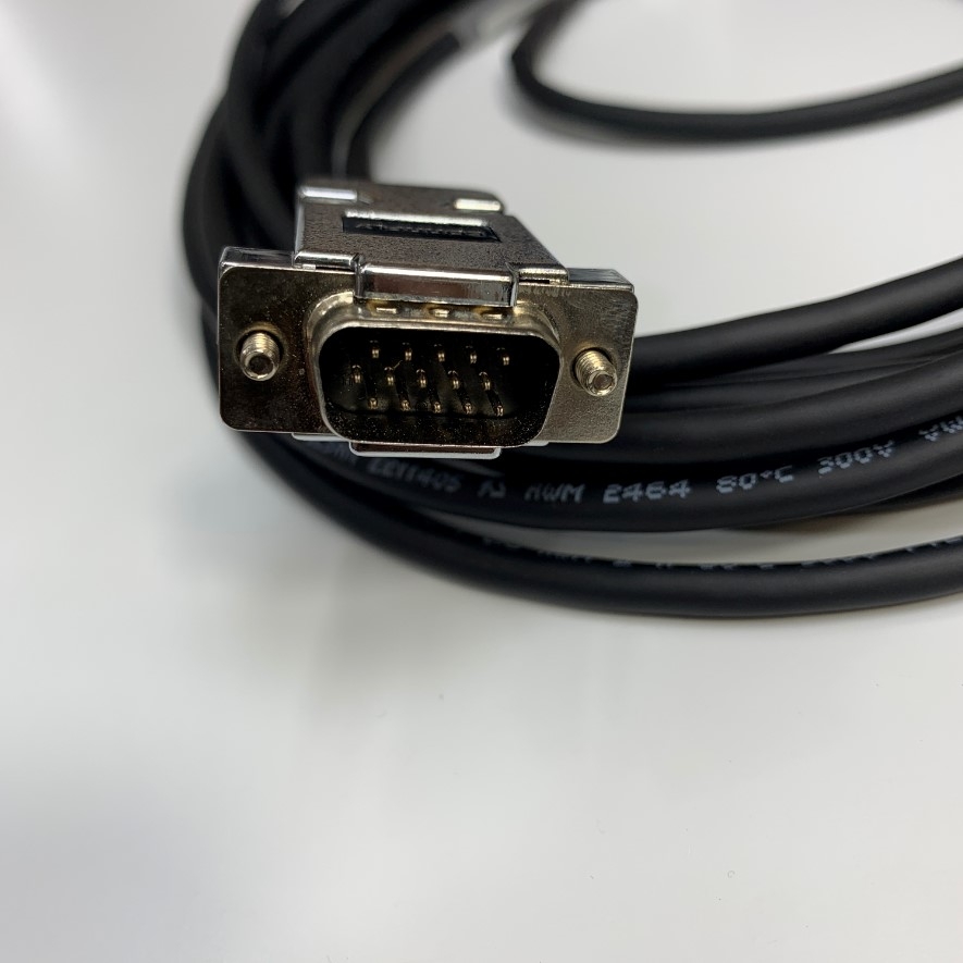 Cáp 5M 17ft Connector DB15 VGA 3 Rows 15 Pin Male to 2 Core Open End Cable Shielded ILSAN E211405 80C 300V 1Pr x 22AWG(0.3SQ) For Industrial Communication