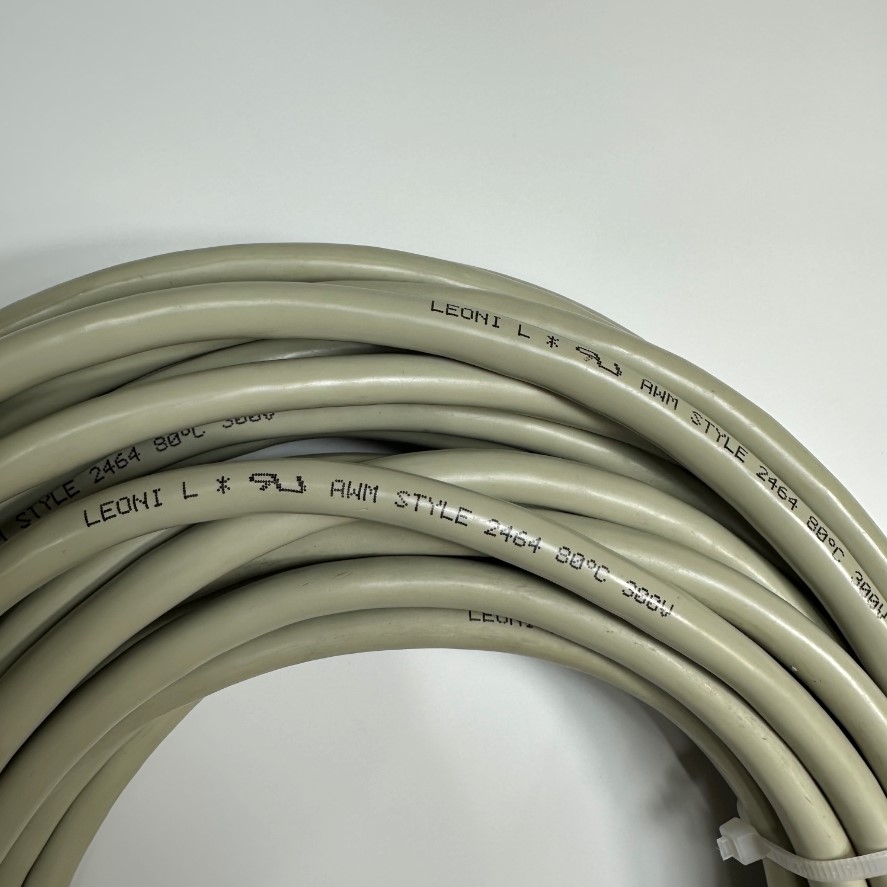 Cáp 14M 47ft Shielded Cable LEONI 20 Core x 0.2mm² 24AWG STYLE 2464 80°C 300V Multi Pair OD 9.5mm Grey For Signals Servo Motor Encoder, Industrial I/O Communication