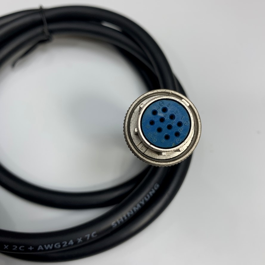 Cáp 1.5M 5ft Connector Sam Woo 16-10S 10 Pin Female to 9 Core Open End Cable 18AWG 2C x 0.75mm² + 7C x 0.3mm² 24AWG SHINMYUNG OD 8.0mm For Power Cable and Control Robotics, CNC Machines