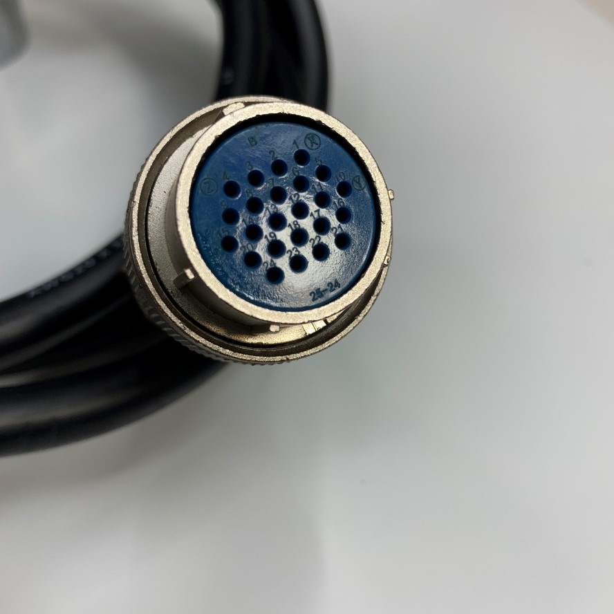 Cáp 2M 6.5ft Connector Sam Woo SCC6A-25-24S 24 Pin Female to 18 Core Open End Cable 18C x 0.5mm² 20AWG SHINMYUNG OD 12mm For Power Cable and Control Robotics, CNC Machines