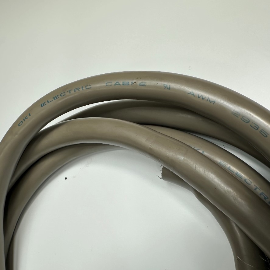 Cáp 2.4M 8ft Shielded Cable OKI ELECTRIC 50 Core x 0.2mm² 24AWG 80°C 300V Multi Pair OD 14mm Grey For Signals Servo Motor Encoder, Industrial I/O Communication
