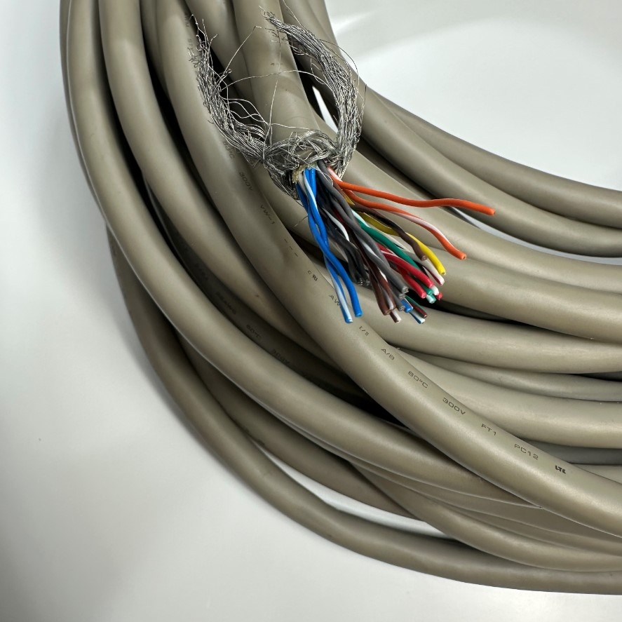 Cáp 23M 77ft Shielded Cable LTK E148000 26 Core x 0.2mm² 28AWG 80°C 300V Multi Pair OD 10mm Grey Cable AWM 2464 VW1 PC12 LTK For Signals Servo Motor Encoder, Industrial I/O Communication
