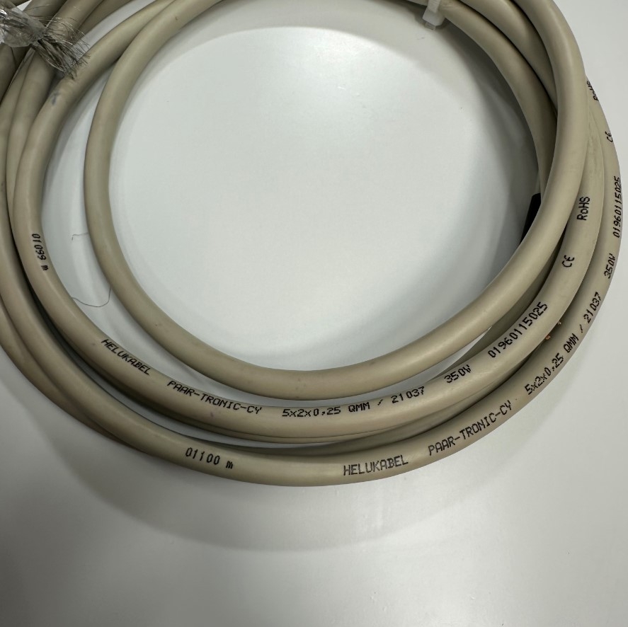 Cáp 3M 10ft Shielded Cable HELUKABEL 10 Core x 0.25mm² 24AWG 80°C 350V Multi Pair OD 8.5mm Grey Cable PAAR-TRONIC-CY 5x2x0.25QMM 21037 For Signals Servo Motor Encoder, Industrial I/O Communication