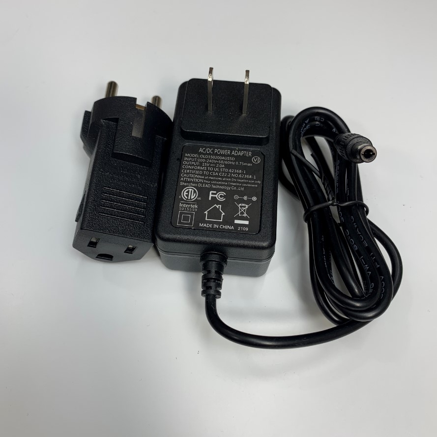 Adapter 15V 2A Shenzhen OLEAD EU Plug DC + ---C--- - Connector Tip Size 5.5mm x 2.5mm For Cân Điện Tử Sartorius Precision Balance
