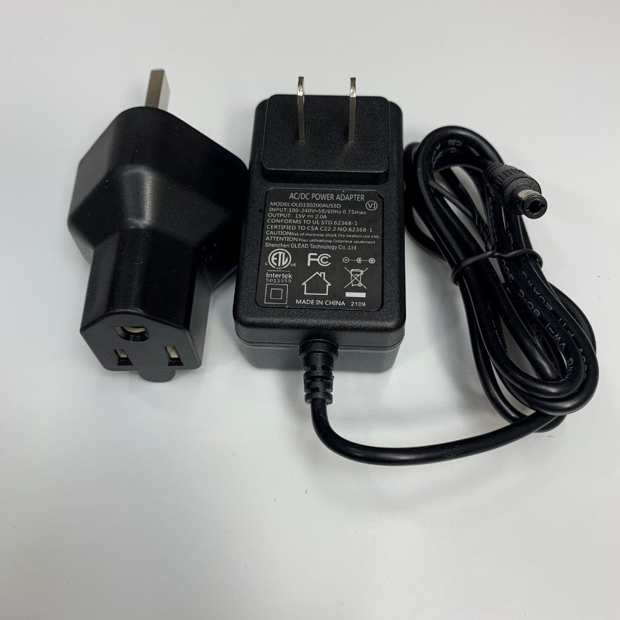 Adapter 15V 2A Shenzhen OLEAD UK Plug DC + ---C--- - Connector Tip Size 5.5mm x 2.5mm For Cân Điện Tử Sartorius Precision Balance