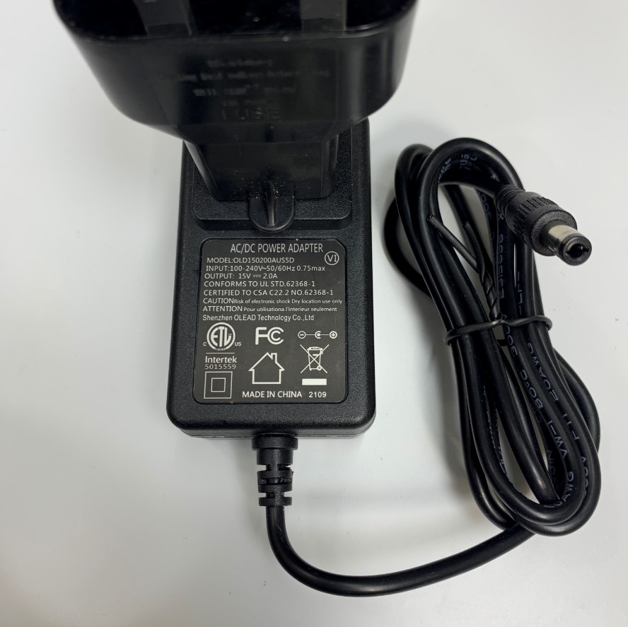 Adapter 15V 2A Shenzhen OLEAD UK Plug DC + ---C--- - Connector Tip Size 5.5mm x 2.5mm For Cân Điện Tử Sartorius Precision Balance