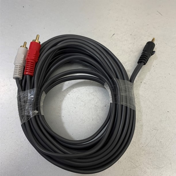 Cáp Tín Hiệu Âm Thanh Phòng Họp Hội Trường Audio Cable 3.5mm Male to 2x RCA Male Chĩnh Hãng Dtech DT-6214 Black Length 10M