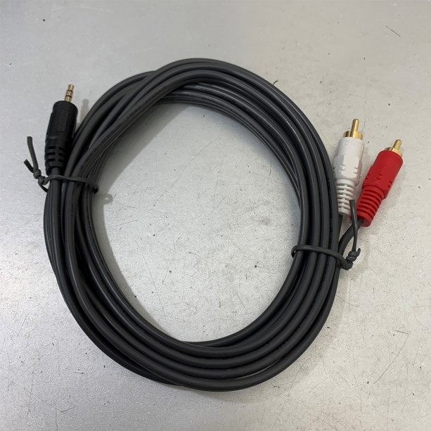 Cáp Tín Hiệu Âm Thanh Phòng Họp Hội Trường Audio Cable 3.5mm Male to 2x RCA Male Chĩnh Hãng Dtech DT-6212 Black Length 3M