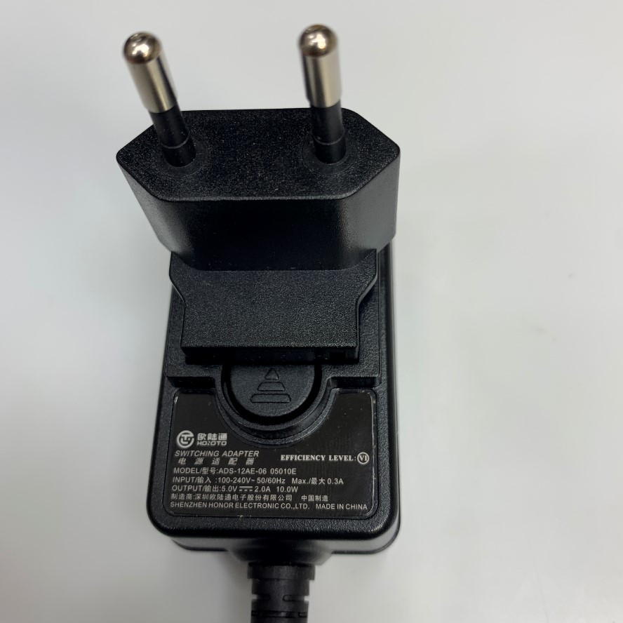 Adapter 5V 2A 10W HOIOTO ADS-12AE-06 05010E EU Plug Connector Tip Size 5.5mm x 2.5mm For Ethernet Media Converter Network, Điện thoại IP Avaya 9608, IP Grandstream GRP2601