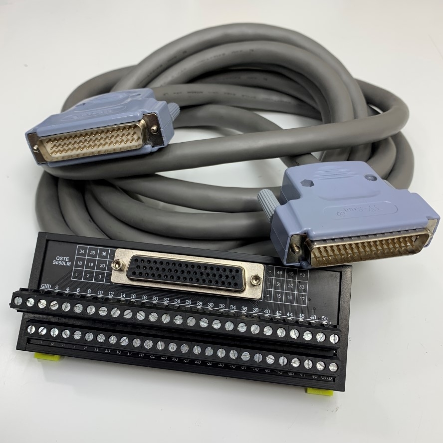 Cáp 3M 10ft Cable D-Sub DB50 Male to Male 50 Pin D-Sub 3 Rows + Terminal Block Interface Module QSTES050LM DB50 Pin D-Sub Female