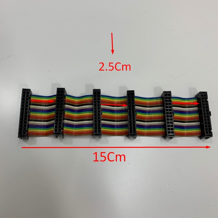 Cáp Bẹ Nhiều Mầu 6 Port 26 Pin IDC Female 2.54mm Pitch Flat Ribbon Data Rainbow Cable 28AWG 105°C 300V For Robot, Servo Driver I/O Data, CMC, CNC, PLC, Industrial Cable Length 14Cm