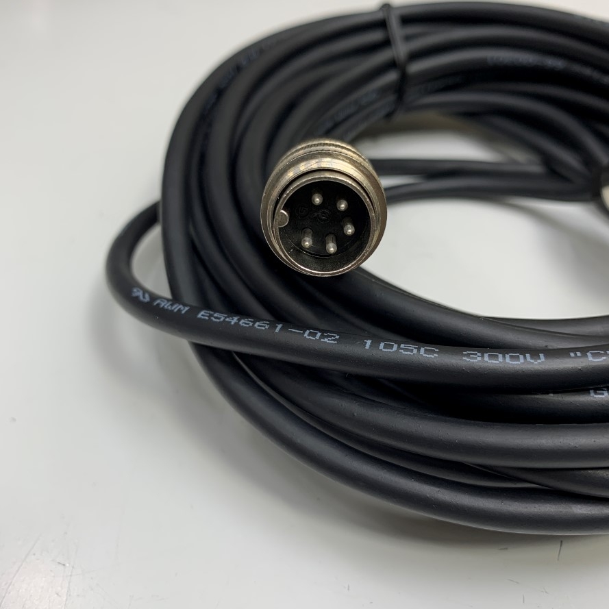 Cáp Binder Circular Connector M16 5 Pin Male to Female Cable Shielded IP67 Black 4 x 0.25mm² Dài 9M 30ft For Industrial Sensor, Actuator