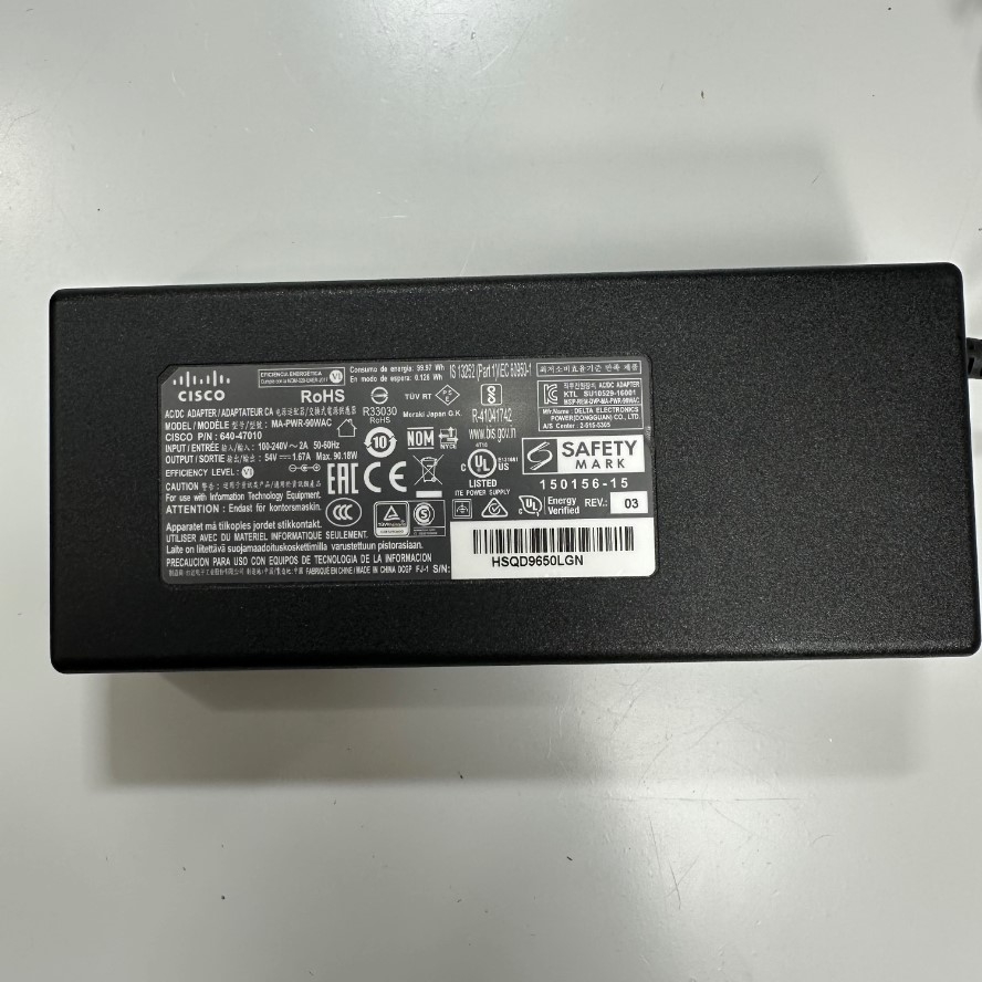 Adapter 54V 1.67A 90.18W Cisco IEC C14 Plug Connector Tip Size 4 Pin Mini Din 10mm For Cisco SG300-10 10 Port Gigabit POE Managed Switch