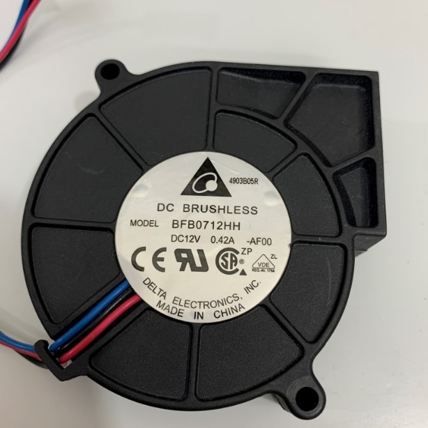 Quạt Sò DELTA ELECTRONICS FAN BFB0712HH DC 12V 0.42A AF00 3 Pin 75.7x75.7x25mm