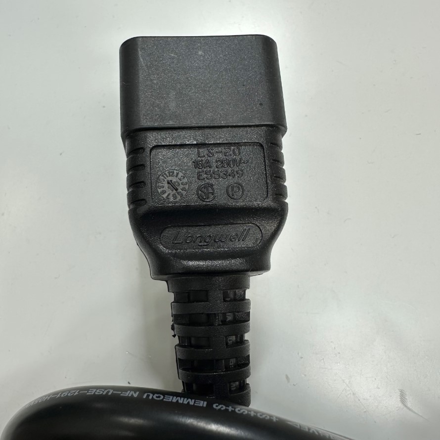 Dây Nguồn 2M 6.7ft Cisco CAB-C19-CBN Jumper Power Cord C20 to C19 16A 250V 3x2.08mm² 14AWG Cable OD 10mm Longwell