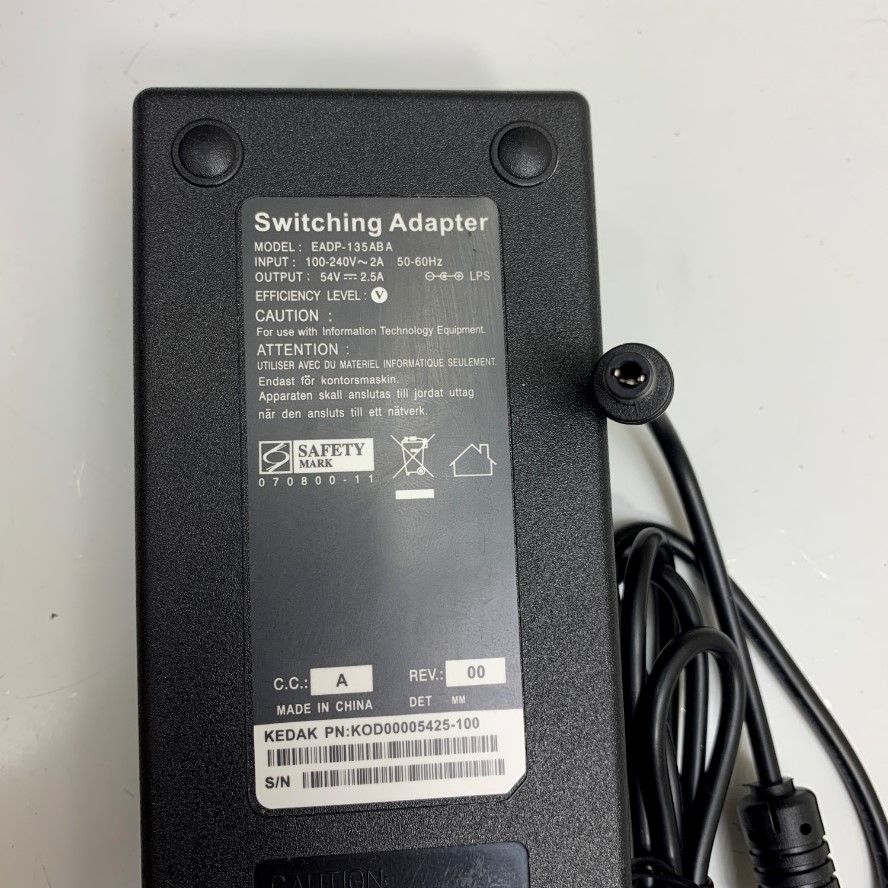 Adapter 54V 2.5A EADP OEM Netgear 54V 3.7A KPM200R-VI Connector Tip Size 6.5mm x 3.0mm For Netgear GS116LP/PP PoE Gigabit Ethernet Switch