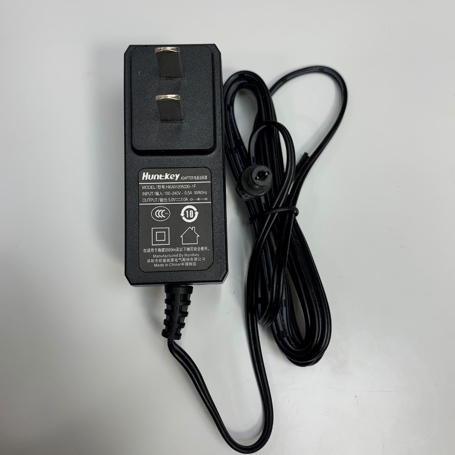 Adapter 5V 2A 10W Huntkey HKA01205020-1F US Plug Connector Tip Size 5.5mm x 2.1mm For IP Telecom Systems, HDMI over Ethernet Cable