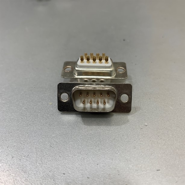 Đầu Rắc Hàn Cổng RS232 Com 9 Chân Dương Gold Plated DB9 2 Rows White Male 9 Way Solder Connector Socket Plug
