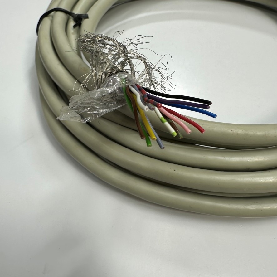 Cáp 5M 17ft Shielded Cable LEONI 14 Core x 0.2mm² 26AWG 80°C 300V Multi Pair OD 8.0mm Grey For Signals Servo Motor Encoder, Industrial I/O Communication