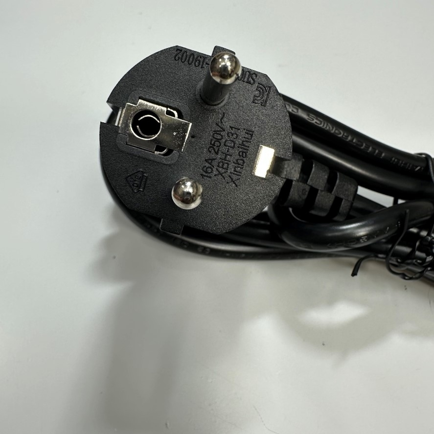 Dây Nguồn 1.5M 5ft XINBAIHUI XBH-D31 XBH-C13 AC Power Cord Europe Schuko CEE7/7 Plug to C13 10A 250V 18AWG 3x0.75mm² Cable Black OD 7.0mm H05VV-F