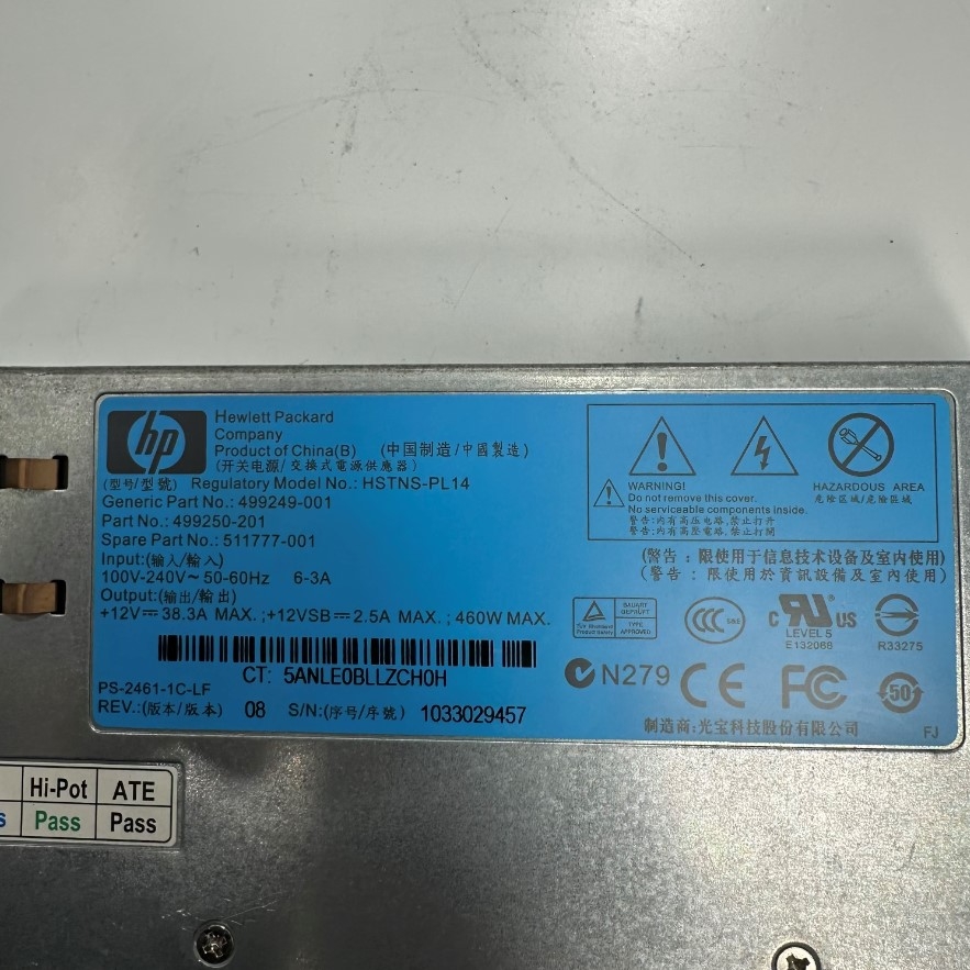 Nguồn Máy Chủ HP HSTNS-PL14 - 460W Common Slot CS Hot Plug Power Supply For DL160 DL320 DL360 DL380 DL385 ML350 Gen8 G8