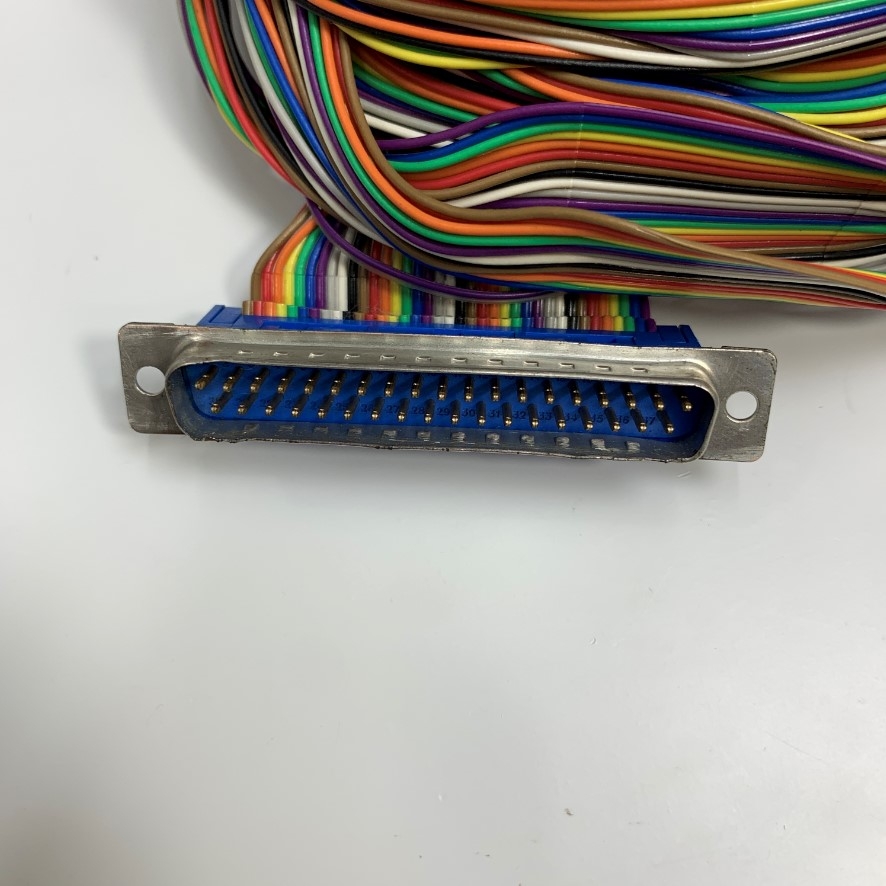 Cáp 2M 6.5ft IDC DB37 Male to Male 37 Pin D- Sub Rainbow Wire Flat Ribbon Cable 2.54mm Pitch For Terminal Block Interface
