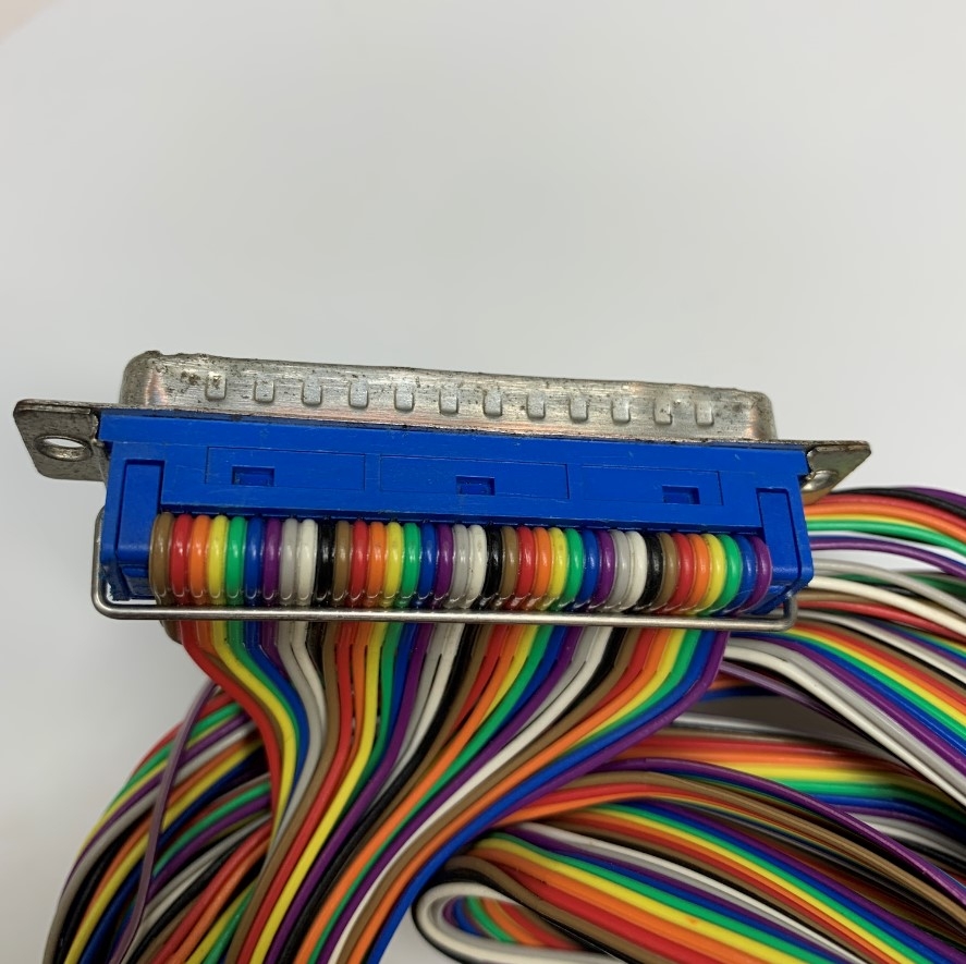 Cáp 2M 6.5ft IDC DB37 Male to Male 37 Pin D- Sub Rainbow Wire Flat Ribbon Cable 2.54mm Pitch For Terminal Block Interface