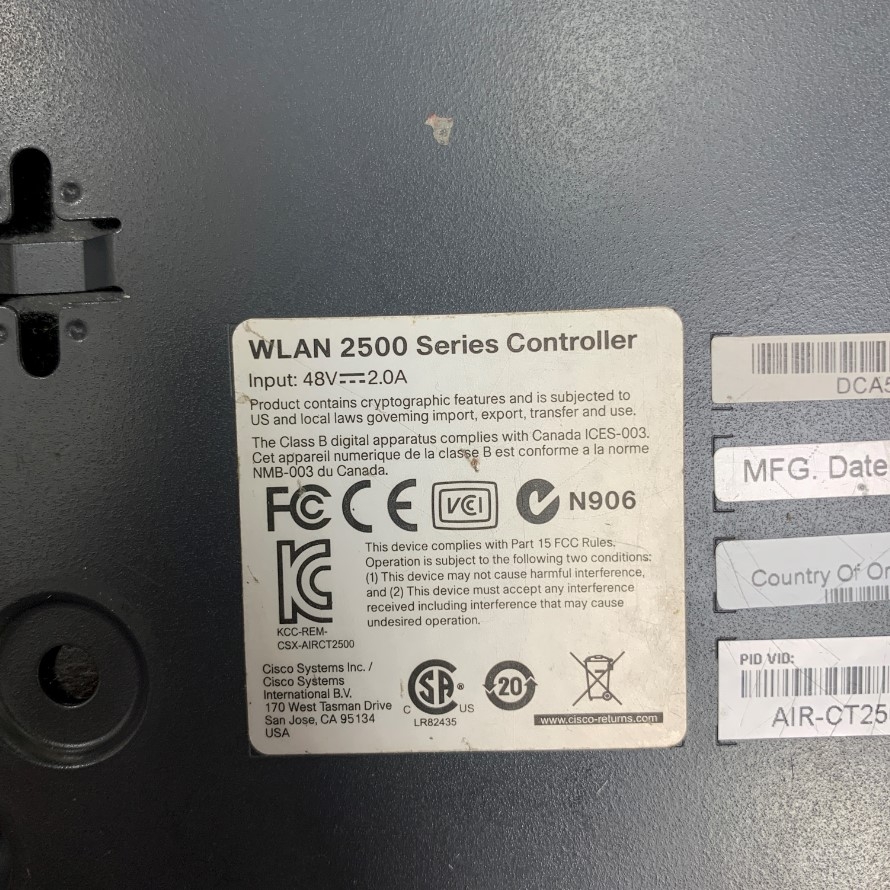Adapter 48V 2.08A Cisco Connector Tip Size Molex 2 Pin Pitch 3.0mm For Cisco 2504 WLAN 2500 Series Wireless Controller