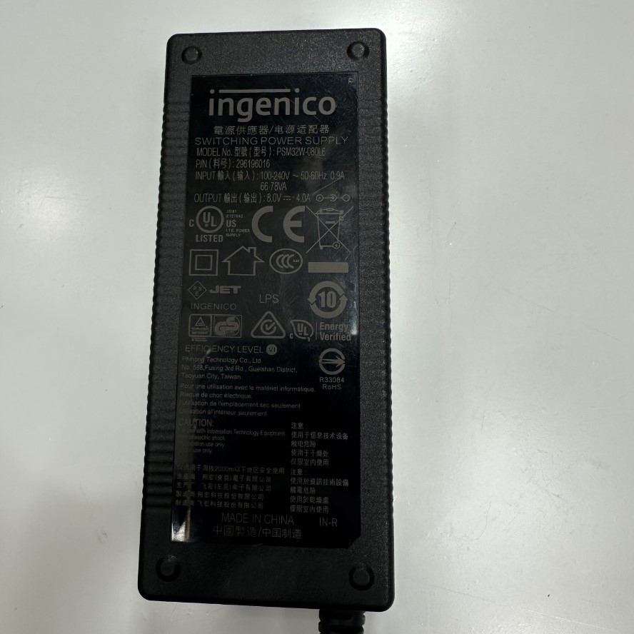 Adapter 8V 4A Ingenico PSM32W-080L6 Connector Tip Size 5.5mm x 2.1mm For Ingenico Lane Credit Card Reader POS System Power Supply