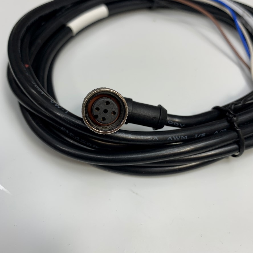 Cáp 3M 10ft MQDC-415RA Banner Cable Connector Right Angle M12 A-Code 4 Pin Female to 4 Core Open End Circular Sensor Waterproof Cable E124588 22AWG 105C 300V OD 5.5mm