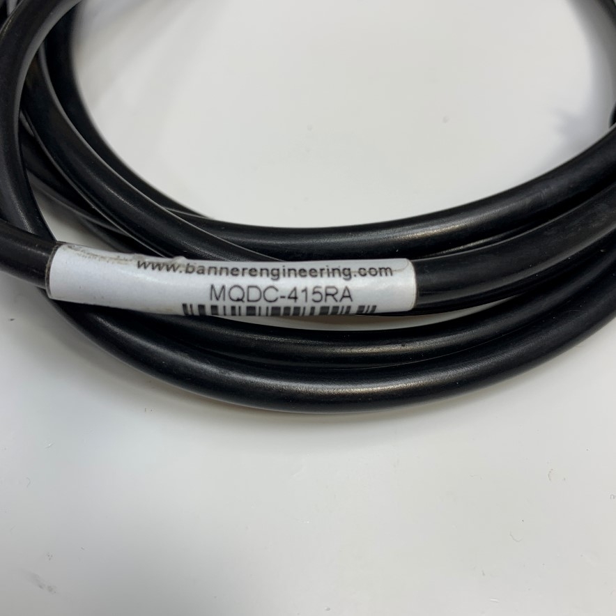 Cáp 3M 10ft MQDC-415RA Banner Cable Connector Right Angle M12 A-Code 4 Pin Female to 4 Core Open End Circular Sensor Waterproof Cable E124588 22AWG 105C 300V OD 5.5mm
