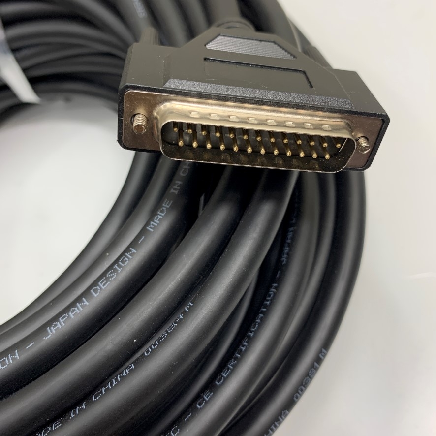 Cáp DB25 Male to DB25 Male Serial Cable Straight Through Dài 15M 50ft Black 25 Core x 0.15mm² 26AWG Shielded Cable OD Ø 9.3mm For Machine CNC Interface