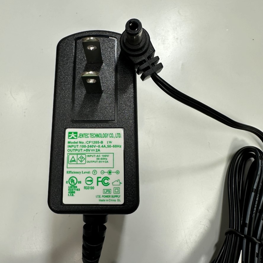Adapter 5V 2A 10W JENTEC CF1205-B Connector Tip Size 5.5mm x 2.5mm For Ethernet Media Converter Network, IP Phone, Fingerprint Time Clock