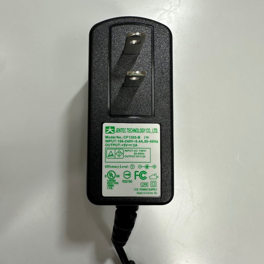 Adapter 5V 2A 10W JENTEC CF1205-B Connector Tip Size 5.5mm x 2.5mm For Ethernet Media Converter Network, IP Phone, Fingerprint Time Clock