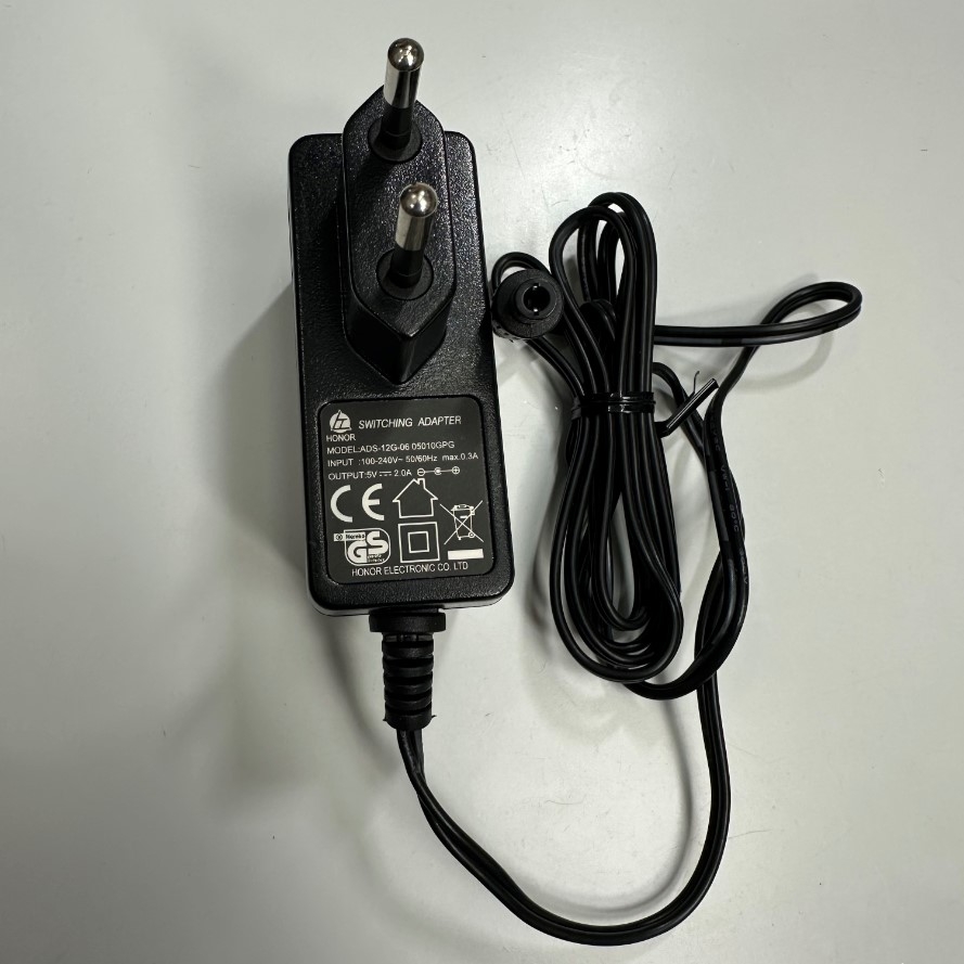 Adapter 5V 2A 10W HONOR ADS-12G-06 Connector Tip Size 5.5mm x 2.5mm For Ethernet Media Converter Network, IP Phone, Fingerprint Time Clock