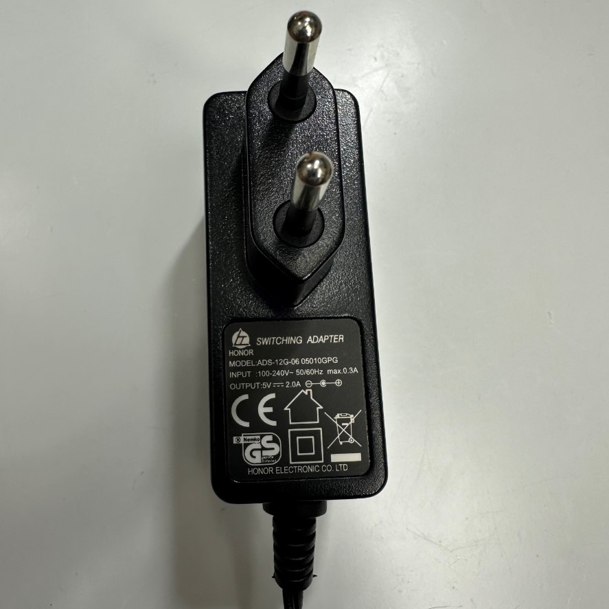 Adapter 5V 2A 10W HONOR ADS-12G-06 Connector Tip Size 5.5mm x 2.5mm For Ethernet Media Converter Network, IP Phone, Fingerprint Time Clock