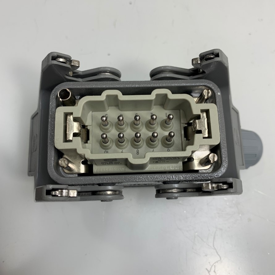 Giắc Cắm Điện Công Nghiệp 10 Pin 16A 500V 6KV3 Harting Han 10E-M-S 09330102601 Male Connector Industrial
