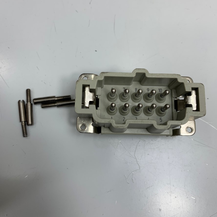 Đầu Nối Điện Chịu Nhiệt Cao Connector 10 Pin Male Harting Han 10E-M-s 09 33 010 2601 16A 500V 6KV 3
