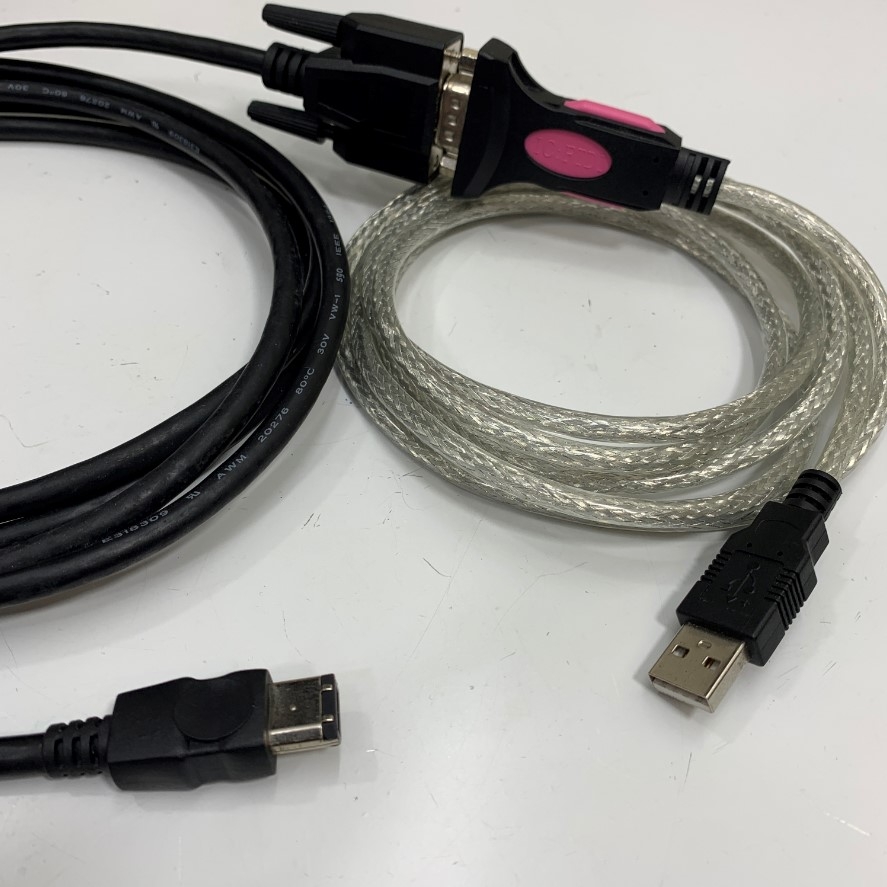 Combo USB to RS232 FTDI Chip Converter + ASDA-B2 AB Delta A2 Servo Drive CN3/4 Connector and Computer Programming Dài 1.8M 6ft Shielded Cable Firewire 1394 6 Pin to DB9 Female