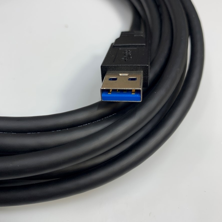 Cáp 5M 17ft Camera Cable USB 3.0 Type A to Micro B Male With Screw Locking Data Transmission 5Gbps For Basler ace A5472-17um USB 3.0 Industrial Camera, Hikrobot, Microscope Digital Camera