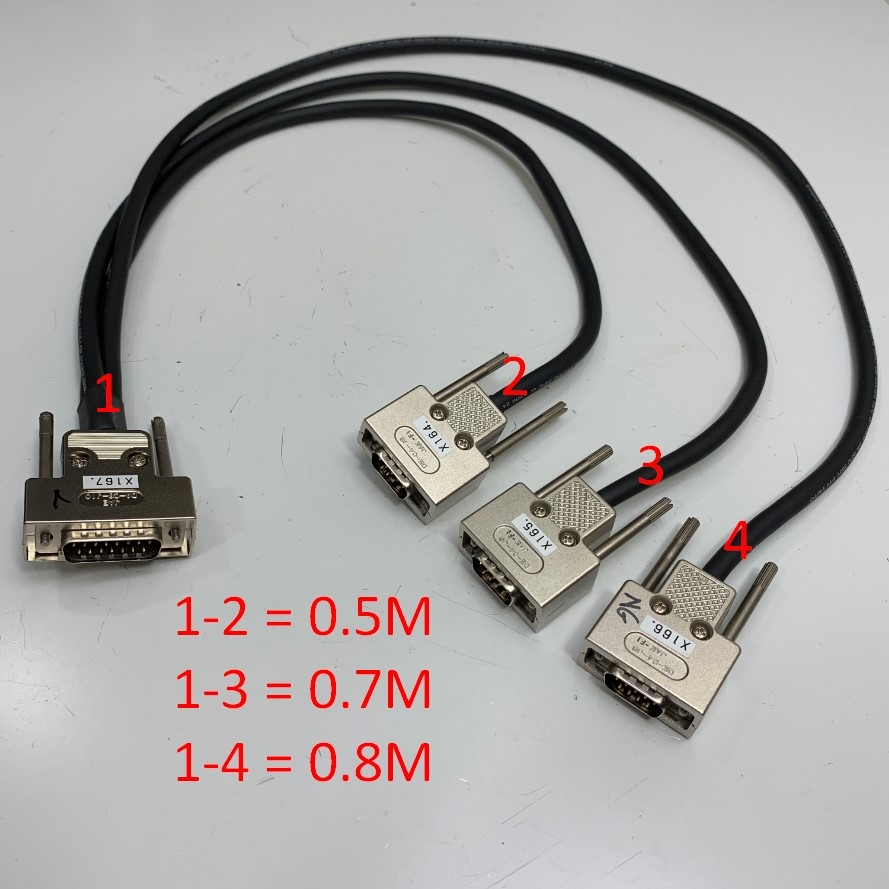 Cáp Điều Khiển Splitter Y Cable DB15 D-Sub 2 Rows Male to 3 Port DB9 Male Serial Adapter Connector JAE Electronics Dài 0.5M/0.7M/0.8M For Industrial Splitter Cable