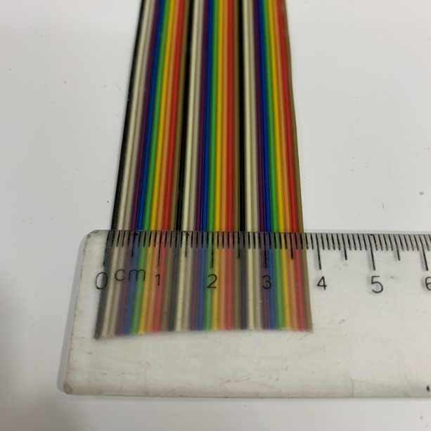 Cáp Bẹ Nhiều Mầu IDC 30 Pin Flat Rainbow Ribbon Cable 30 Wire 1.27mm Pitch 30 Way Unscreened 38.1mm Width 26AWG 300V Length 61M