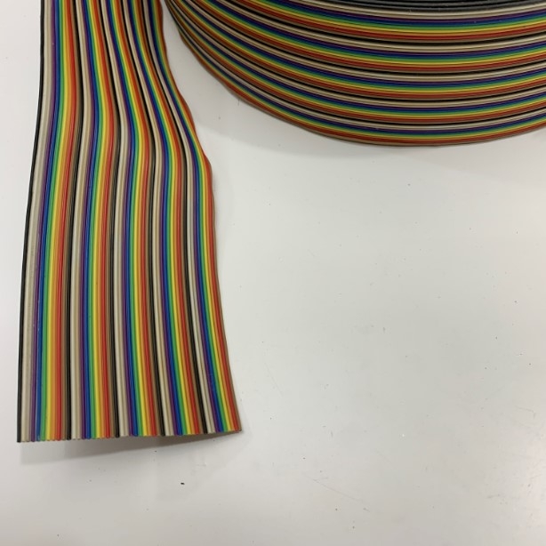 Cáp Bẹ Nhiều Mầu IDC 50 Pin Flat Rainbow Ribbon Cable 50 Wire 1.27mm Pitch 50 Way Unscreened 63.5mm Width 26AWG 300V Length 55M