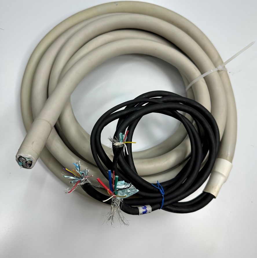 Cáp 5M 17ft Combo 3 in 1 Shielded Cable 29 Core 80°C 300V Multi Pair OD 21mm Grey For Signals Servo Motor Encoder, Industrial I/O Communication