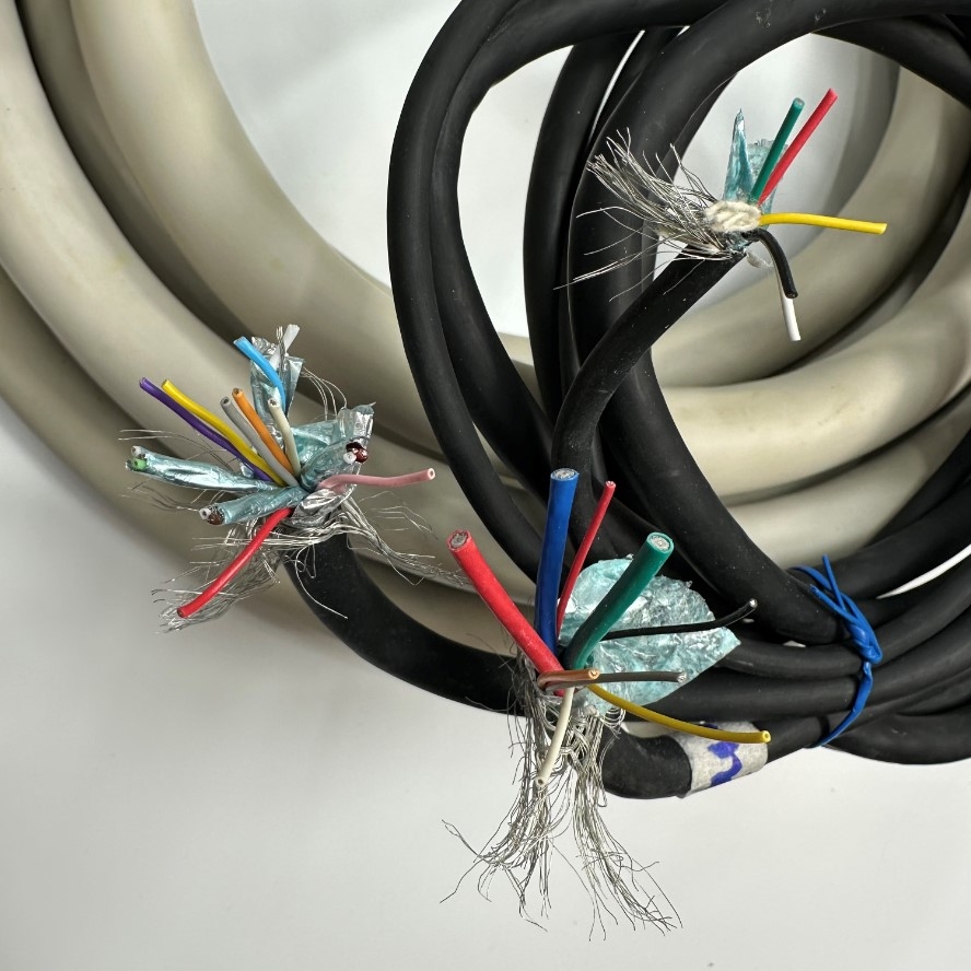 Cáp 5M 17ft Combo 3 in 1 Shielded Cable 29 Core 80°C 300V Multi Pair OD 21mm Grey For Signals Servo Motor Encoder, Industrial I/O Communication