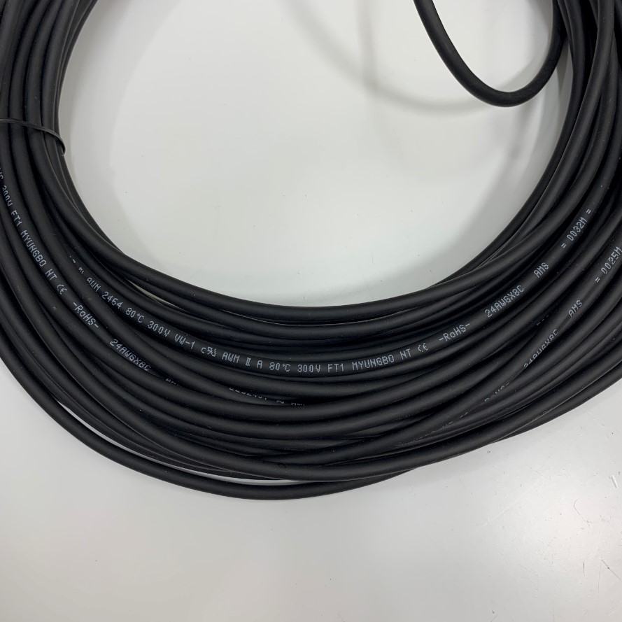 Cáp Điều Khiển Chuyển Động Dài 1M 3.3ft MYUNGBO 8 Core x 0.15mm² 24AWG E232407 80°C 300V VW-1 FT1 Black OD Ø 5.7mm Cable in Korea