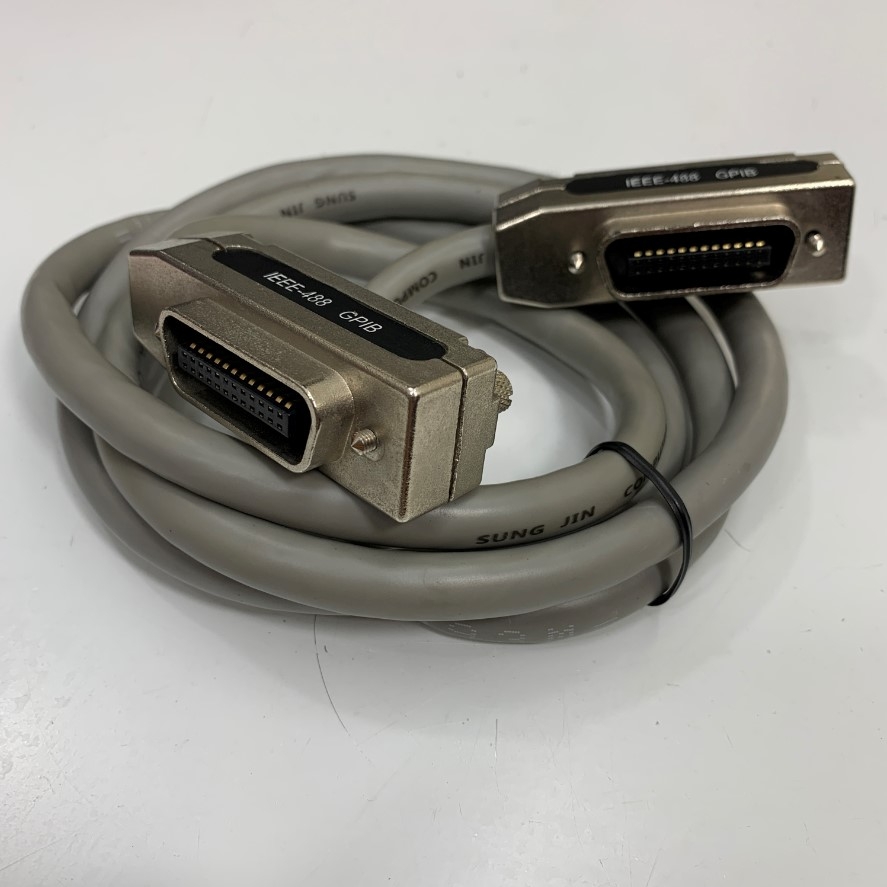 Cáp SUNG JIN IEEE 488 GPIB CN24 Pin Male to Female Cable Dài 1.4M 4.6ft in Korea For GPIB Instrument PCI/GPIB or PCIe/GPIB Card and LAN/GPIB/USB