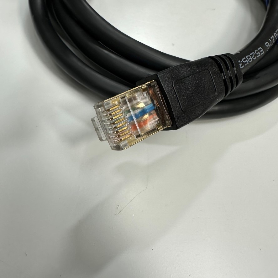 Cáp 1.5M 5ft DK-K-XC-M12EN-M8SR-1.5M-R Shielded Cable Connector M12 X-Code 8 Pin Male to RJ45 For M12 Industrial Ethernet Cable