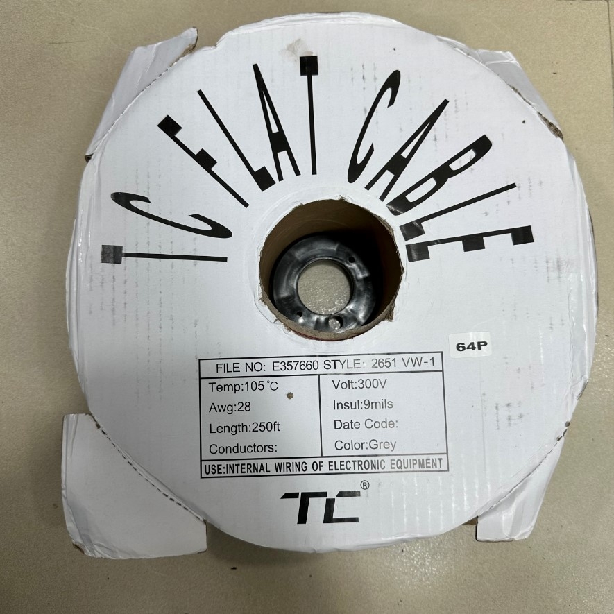 Cáp 1M 3.3ft 64 Pin Flat Ribbon Cable 1.27mm Pitch 64 Wire Unscreened 81.3mm Width 28AWG 300V For Industry IDC Connector